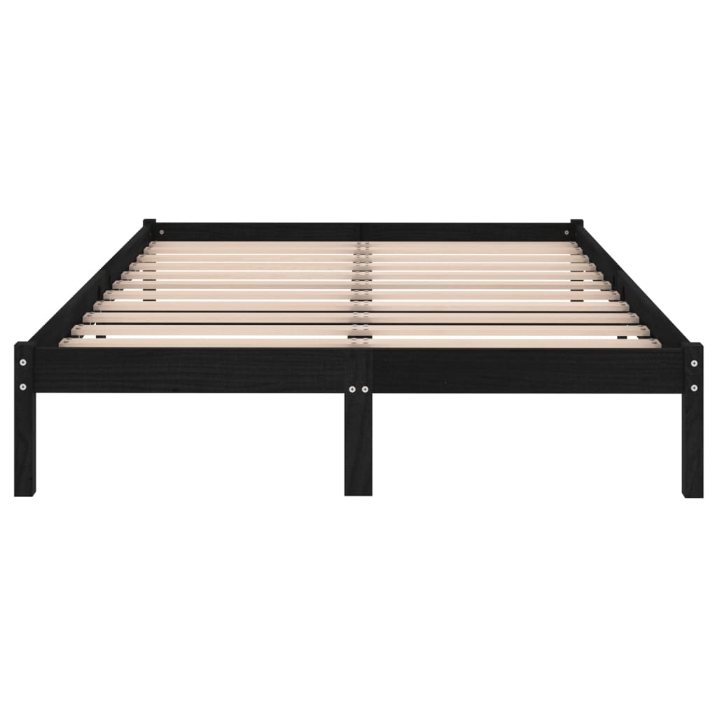 Cadre de lit sans matelas noir bois massif 140x190 cm - XIOS
