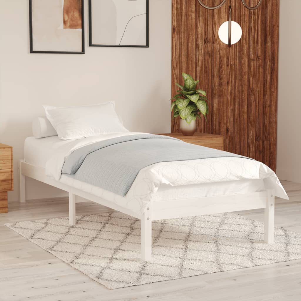 Cadre de lit sans matelas blanc bois massif 90x200 cm - XIOS