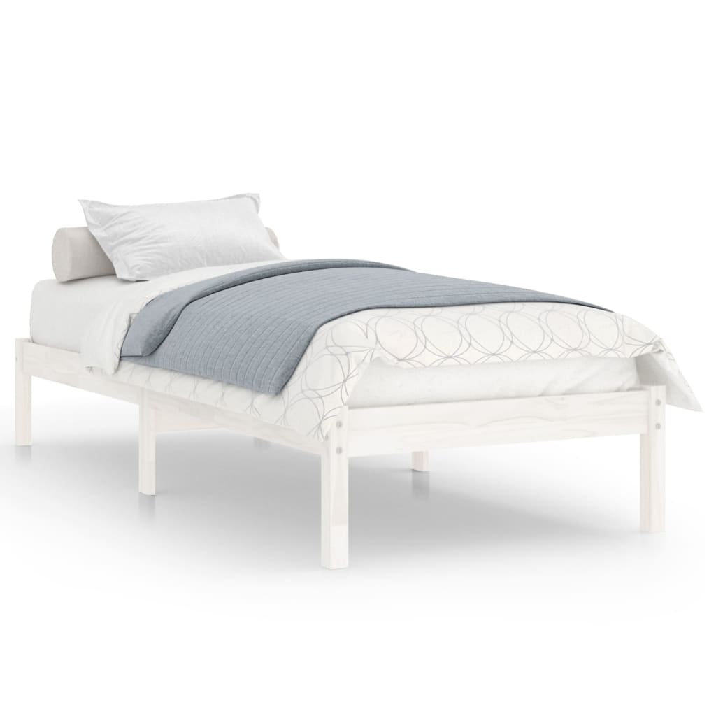 Cadre de lit sans matelas blanc bois massif 100x200 cm - XIOS