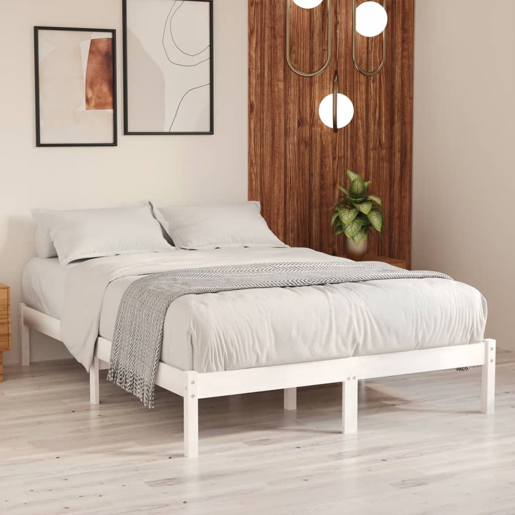 Cadre de lit sans matelas blanc bois de pin massif - XIOS