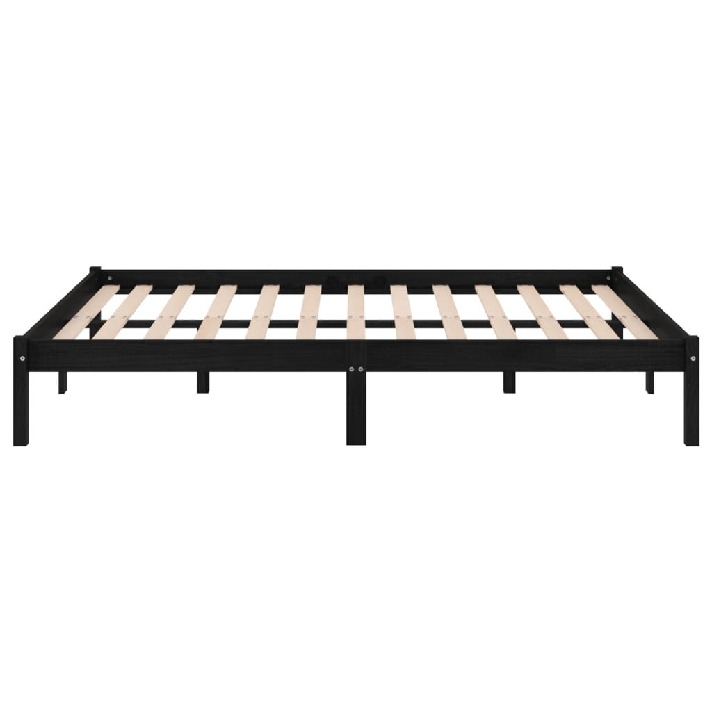 Cadre de lit sans matelas noir bois massif - XIOS
