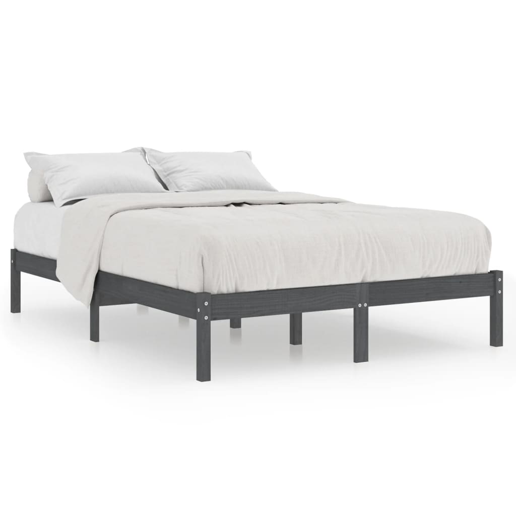 Cadre de lit sans matelas gris bois massif 200x200 cm - XIOS