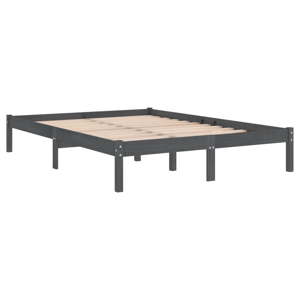 Cadre de lit sans matelas gris bois massif 200x200 cm - XIOS