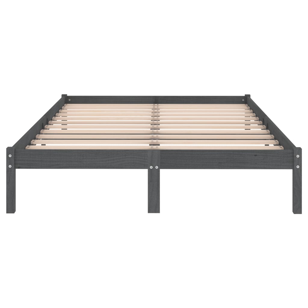 Cadre de lit sans matelas gris bois massif 200x200 cm - XIOS