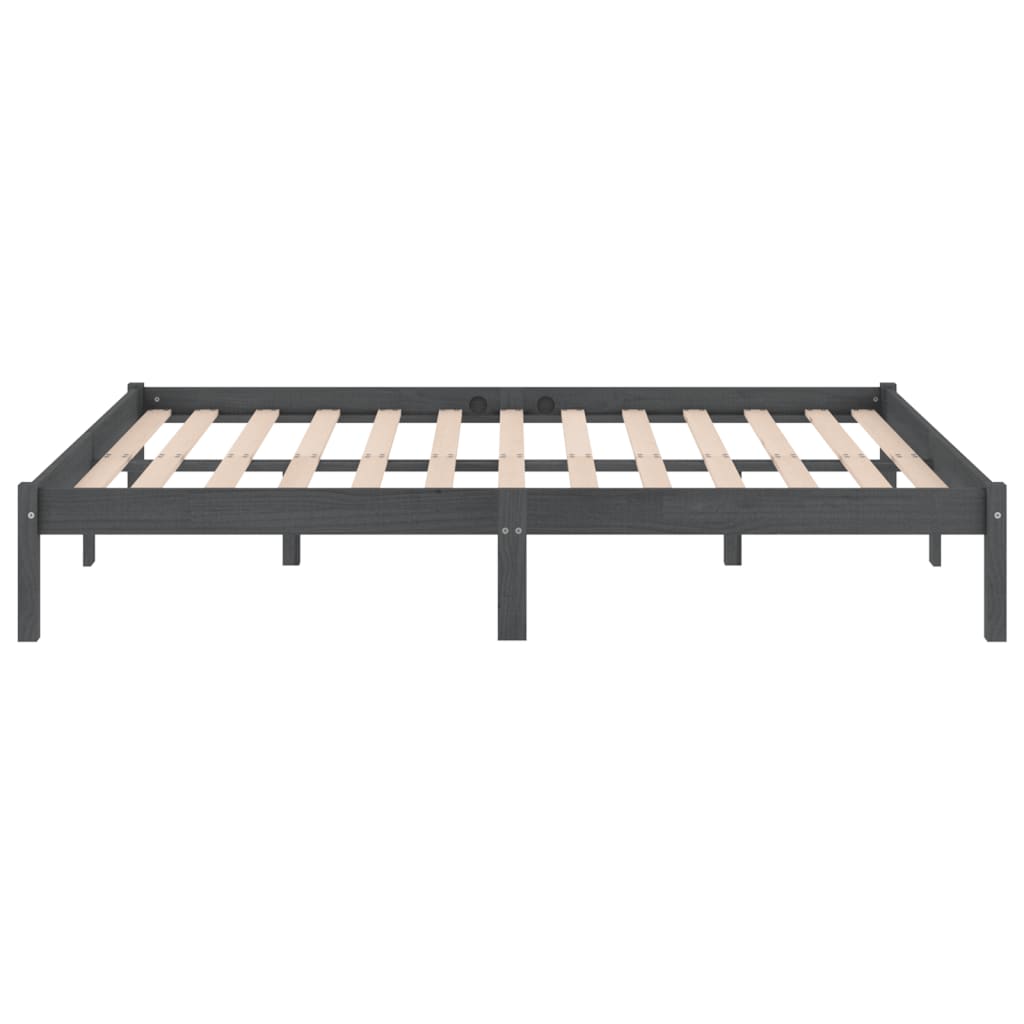 Cadre de lit sans matelas gris bois massif 200x200 cm - XIOS