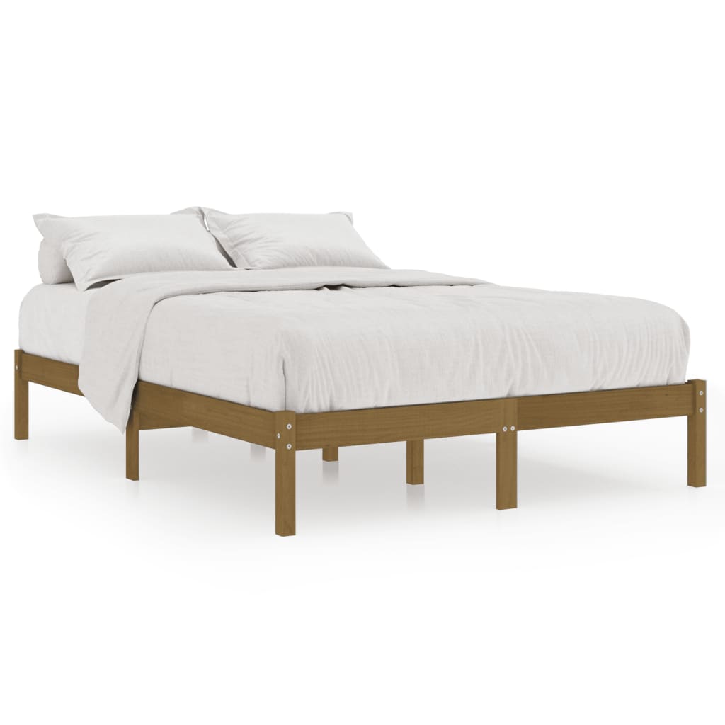 Cadre de lit sans matelas marron miel bois massif 200x200 cm - XIOS