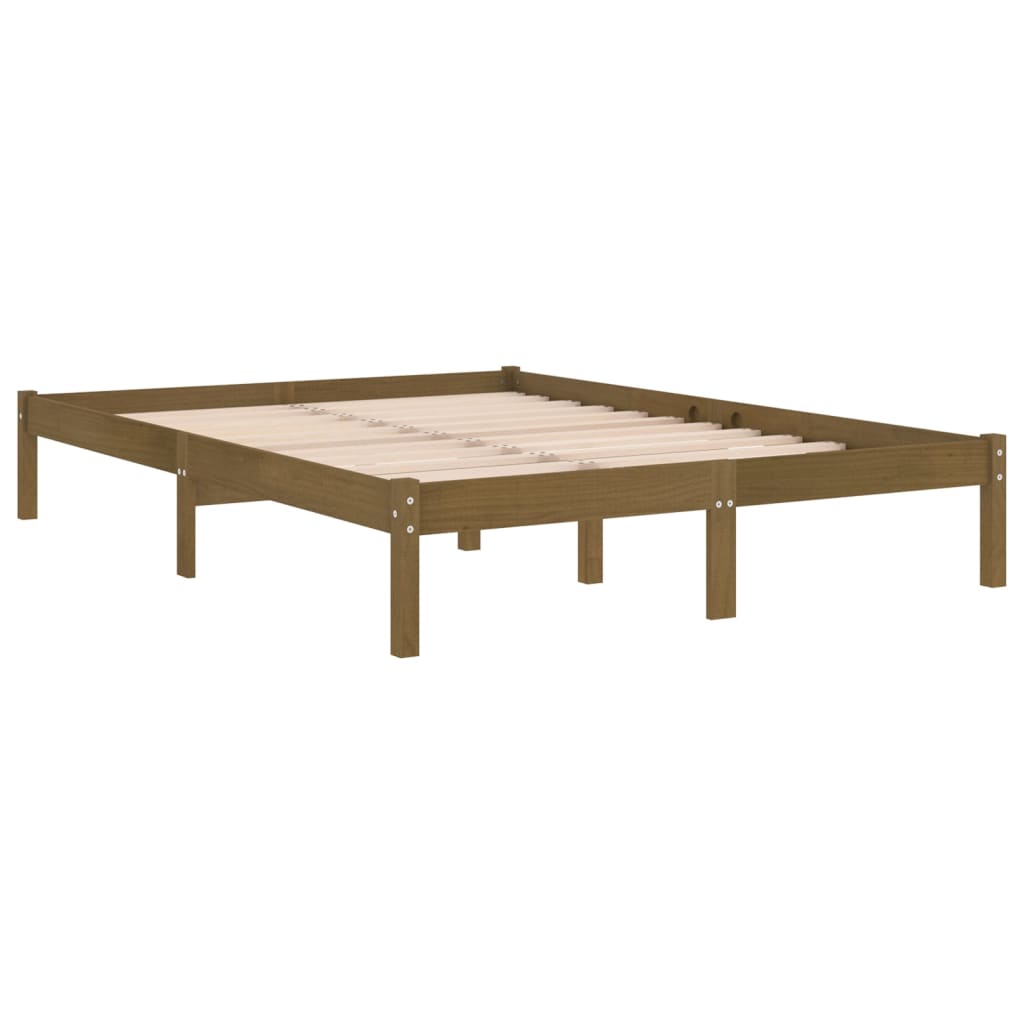 Cadre de lit sans matelas marron miel bois massif 200x200 cm - XIOS