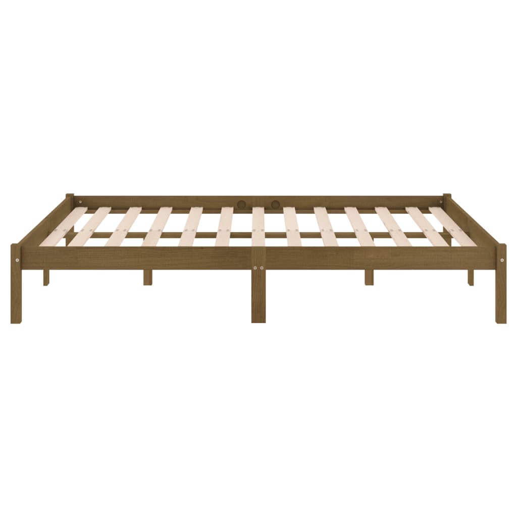 Cadre de lit sans matelas marron miel bois massif 200x200 cm - XIOS