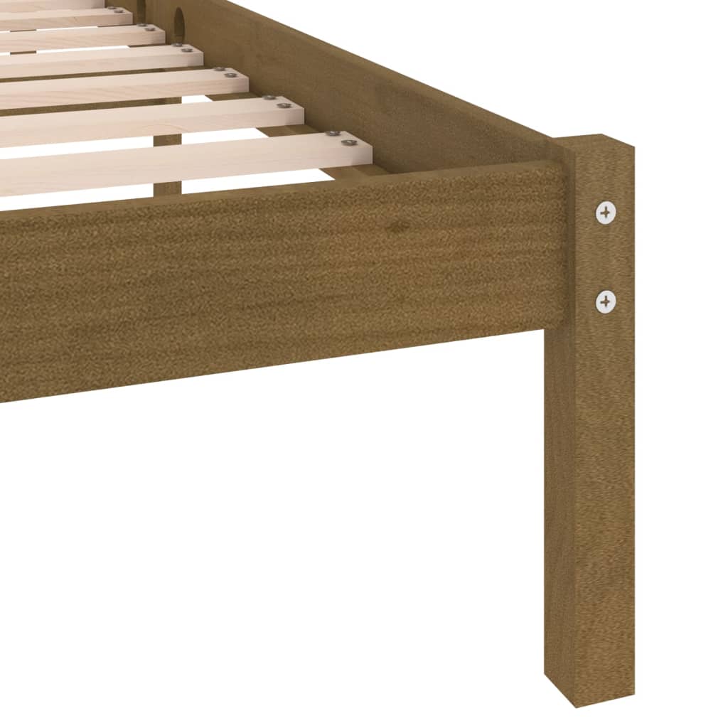 Cadre de lit sans matelas marron miel bois massif 200x200 cm - XIOS