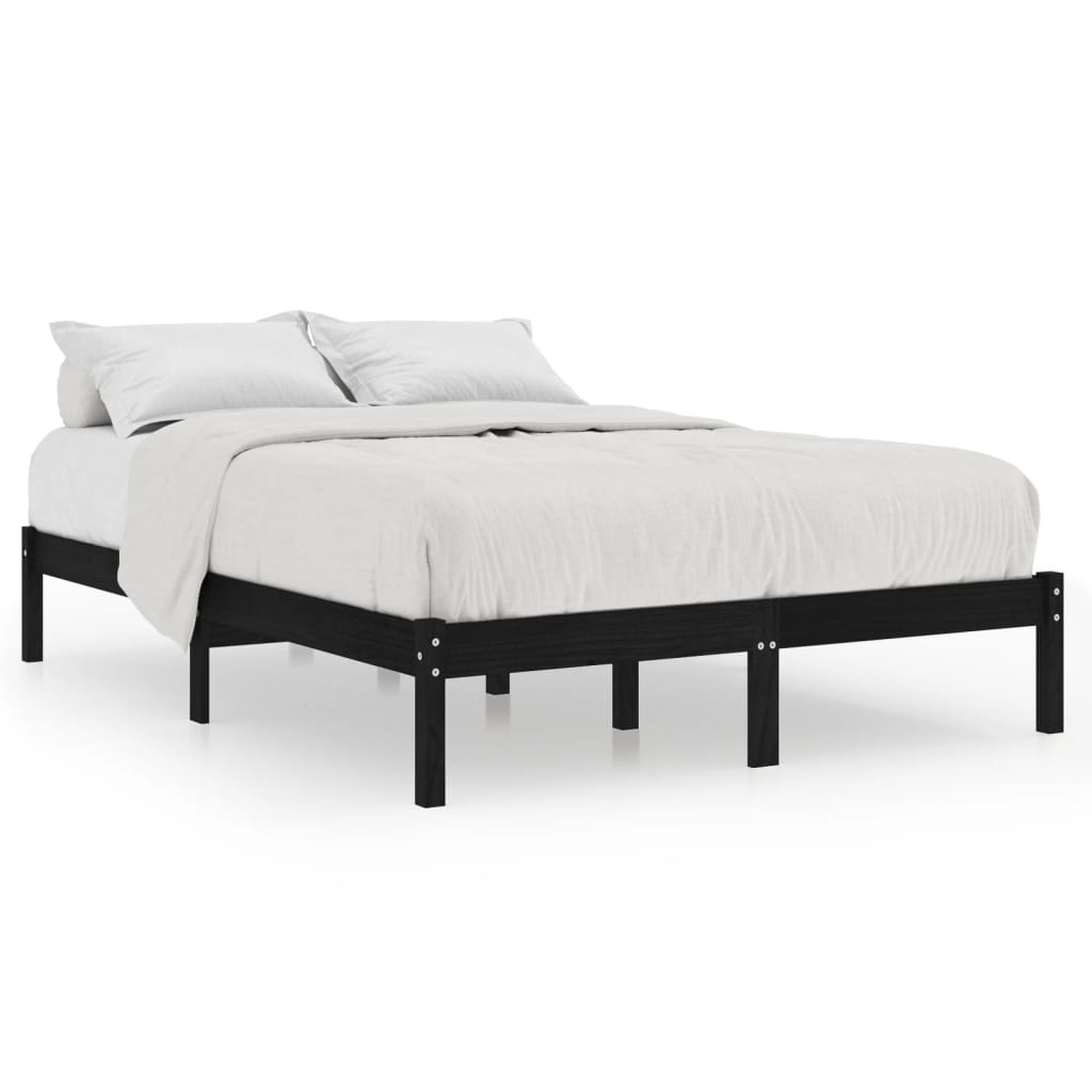 Cadre de lit sans matelas noir bois massif 200x200 cm - XIOS