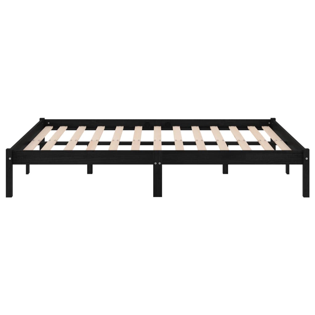 Cadre de lit sans matelas noir bois massif 200x200 cm - XIOS