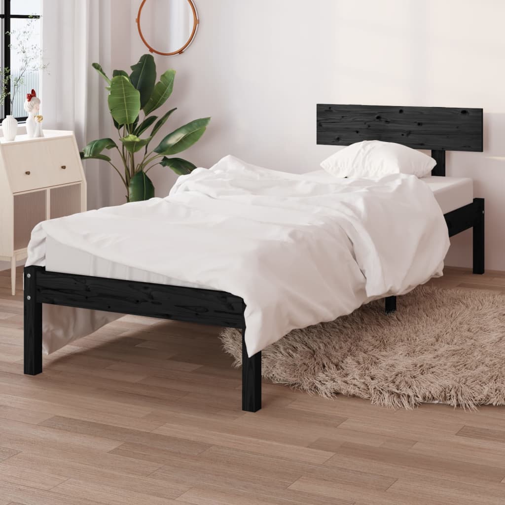 Cadre de lit sans matelas noir bois massif - XIOS