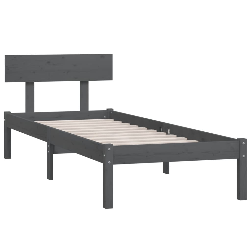 Cadre de lit sans matelas gris bois de pin massif - XIOS