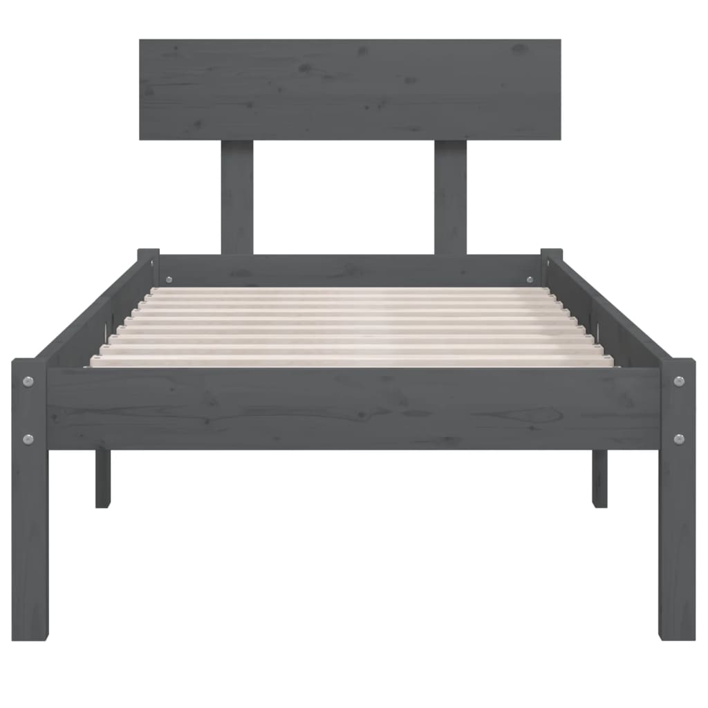 Cadre de lit sans matelas gris bois de pin massif - XIOS