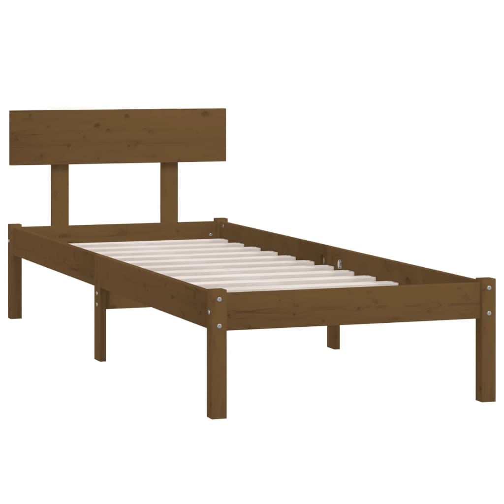 Cadre de lit sans matelas marron miel bois de pin massif - XIOS