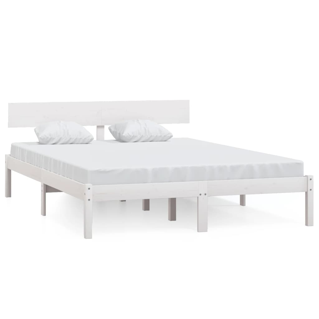 Cadre de lit sans matelas blanc bois massif 140x190 cm - XIOS