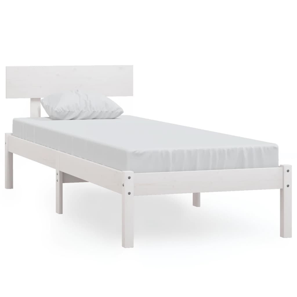 Cadre de lit sans matelas blanc bois massif 90x200 cm - XIOS