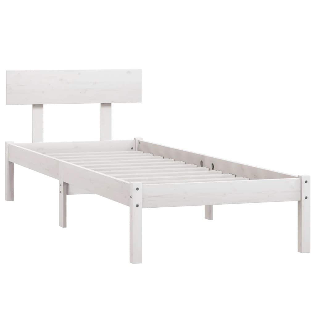 Cadre de lit sans matelas blanc bois massif 100x200 cm - XIOS