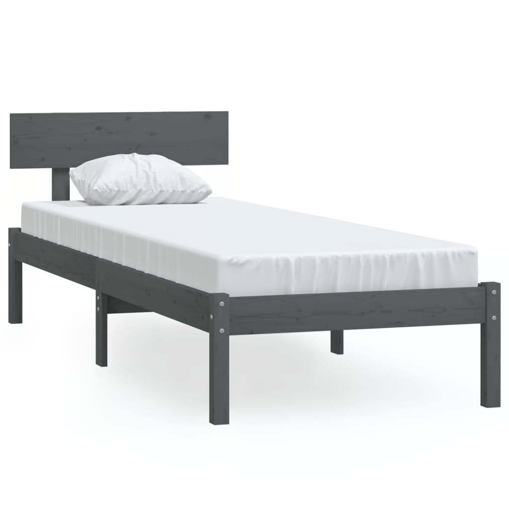 Cadre de lit sans matelas gris bois massif 100x200 cm - XIOS