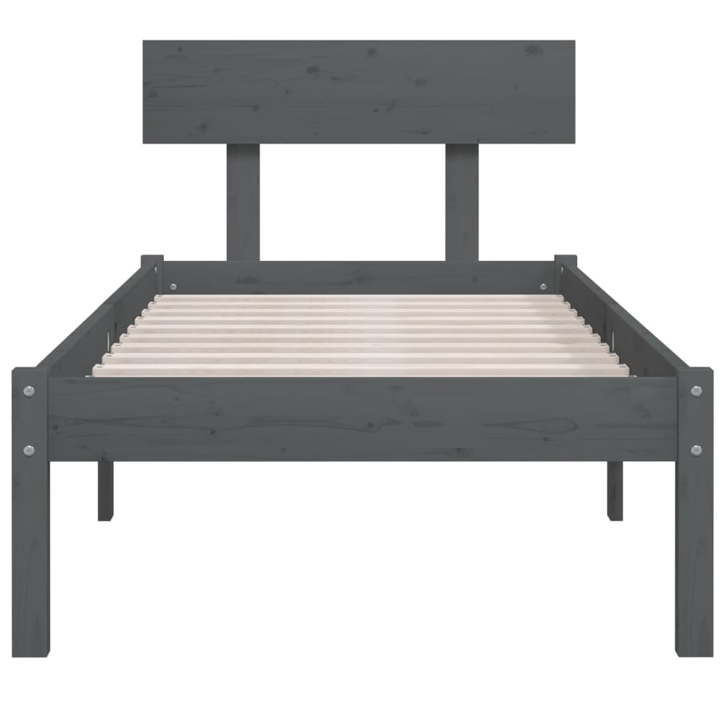 Cadre de lit sans matelas gris bois massif 100x200 cm - XIOS