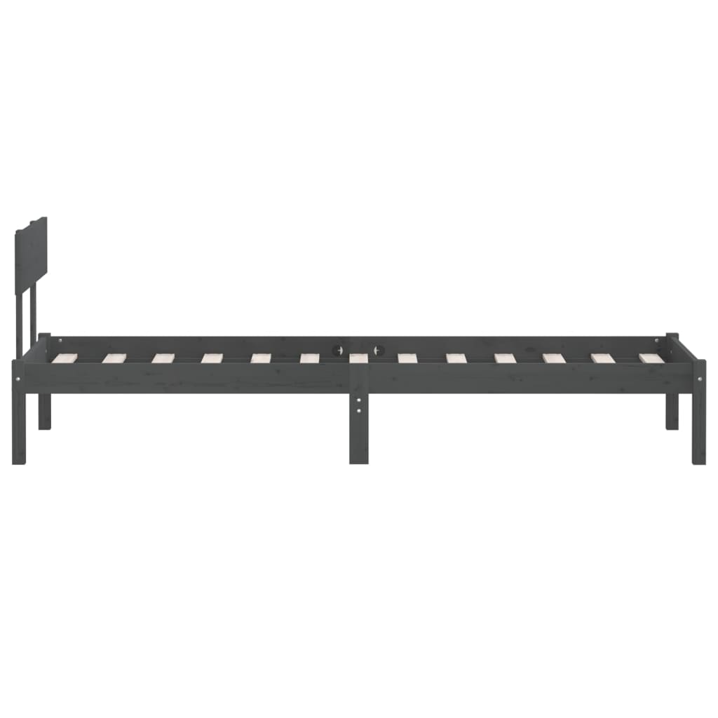 Cadre de lit sans matelas gris bois massif 100x200 cm - XIOS