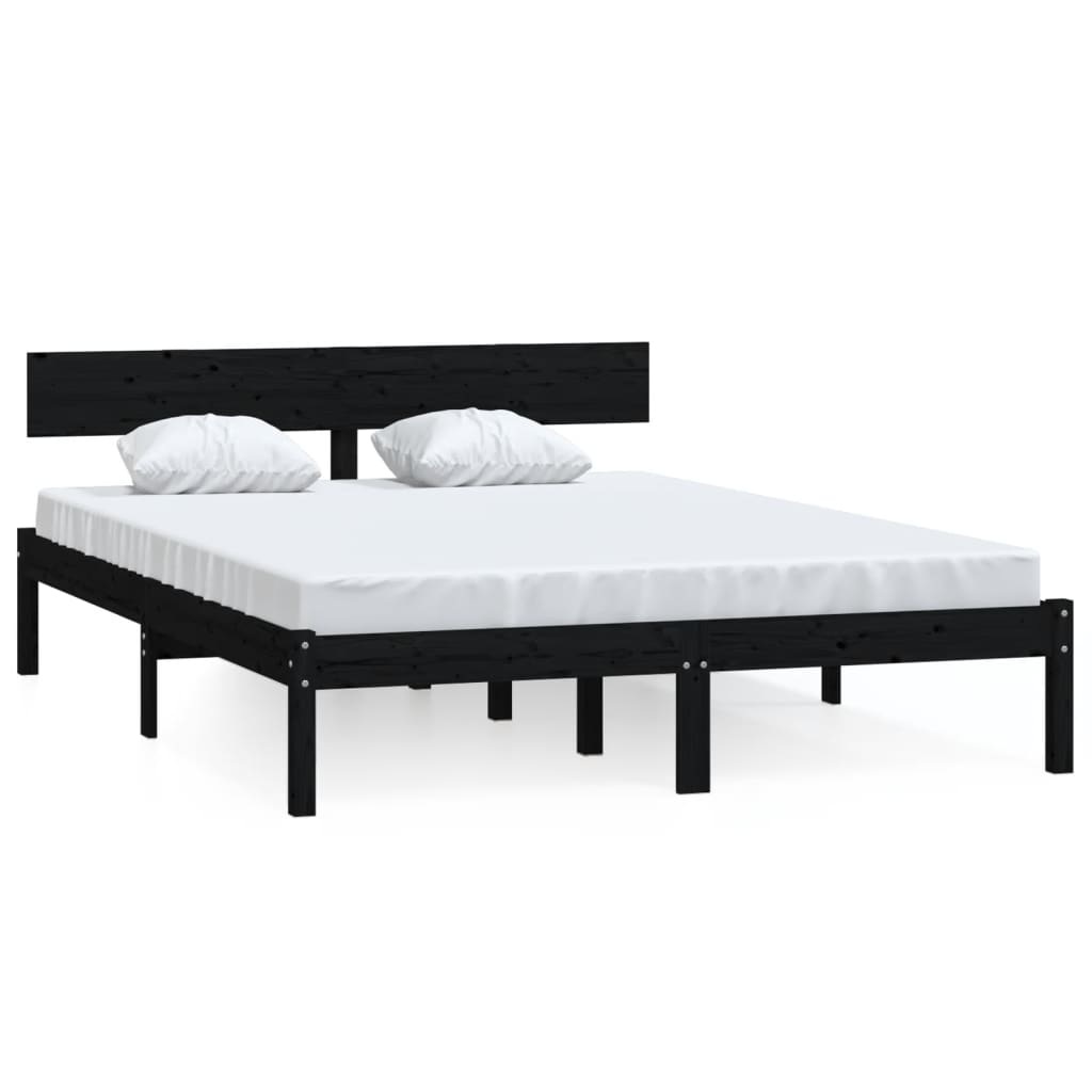 Cadre de lit sans matelas noir bois massif 120x200 cm - XIOS