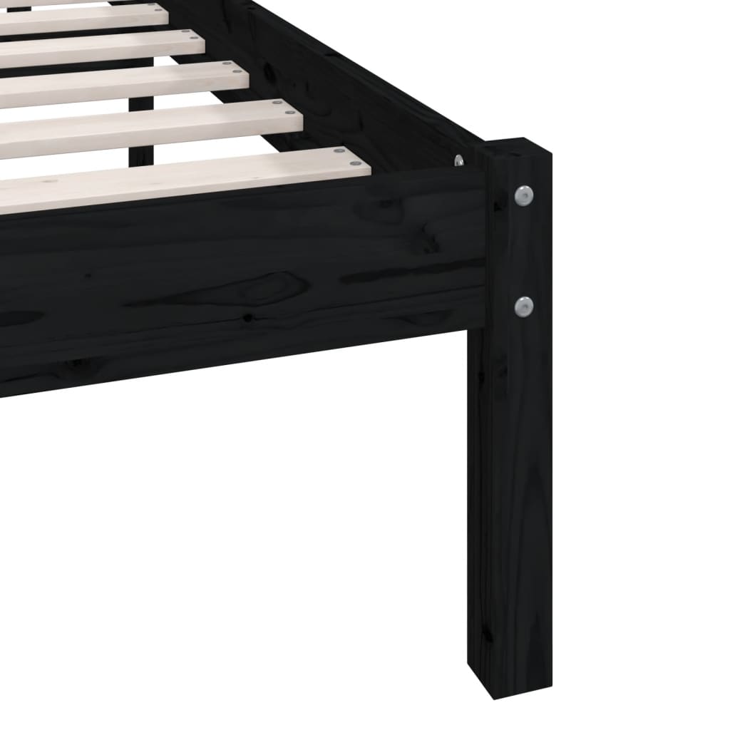 Cadre de lit sans matelas noir bois massif 120x200 cm - XIOS