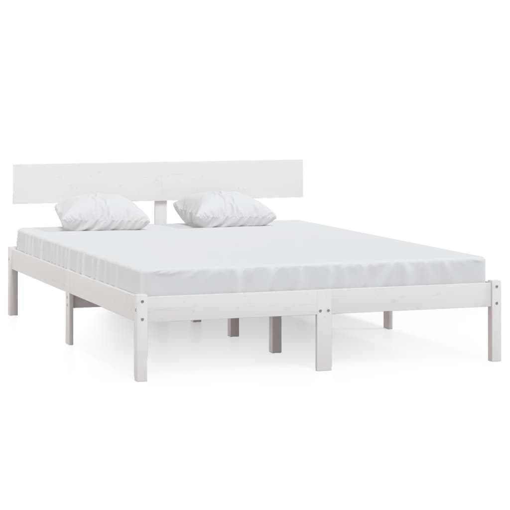 Cadre de lit sans matelas blanc bois massif 140x200 cm - XIOS