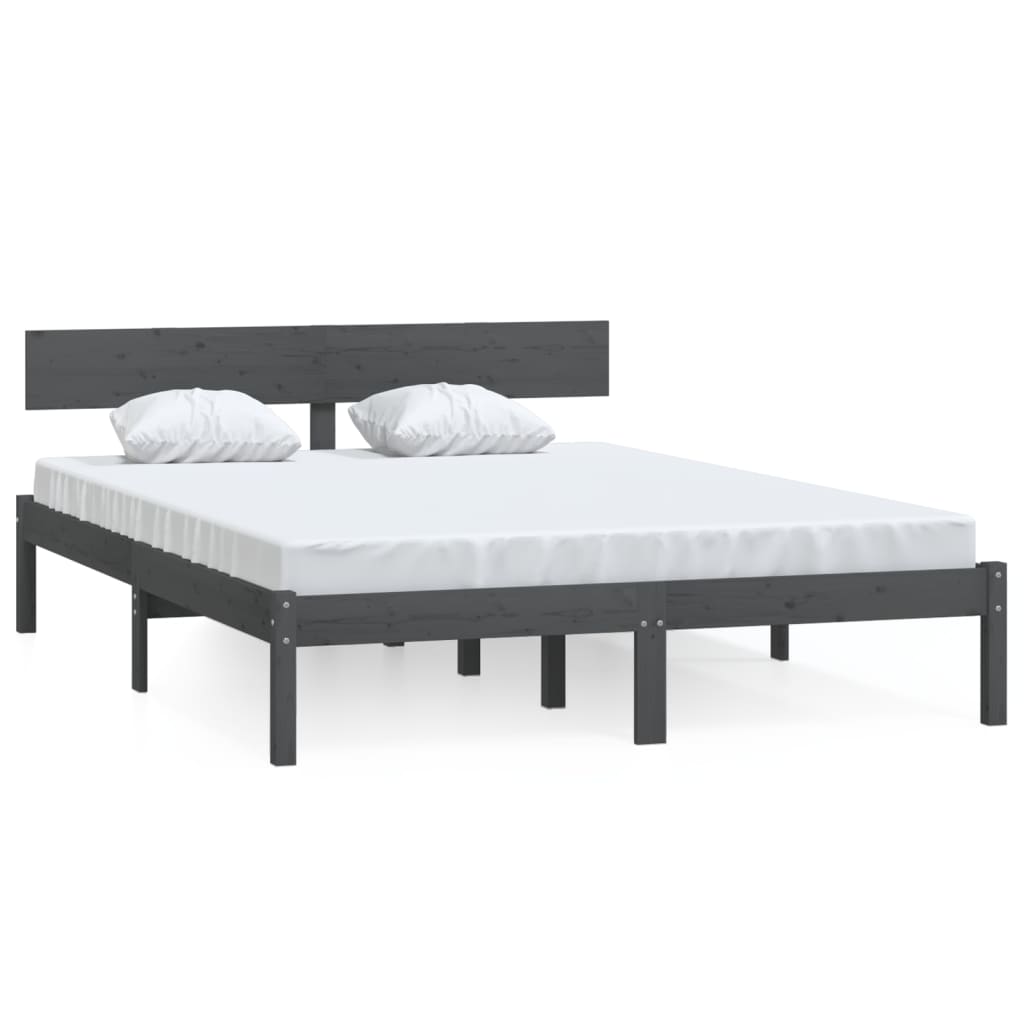 Cadre de lit sans matelas gris bois de pin massif - XIOS