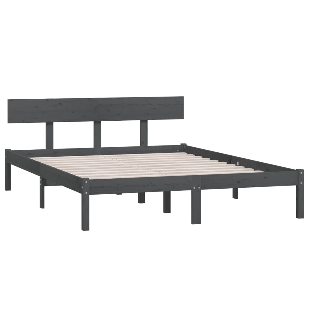 Cadre de lit sans matelas gris bois de pin massif - XIOS