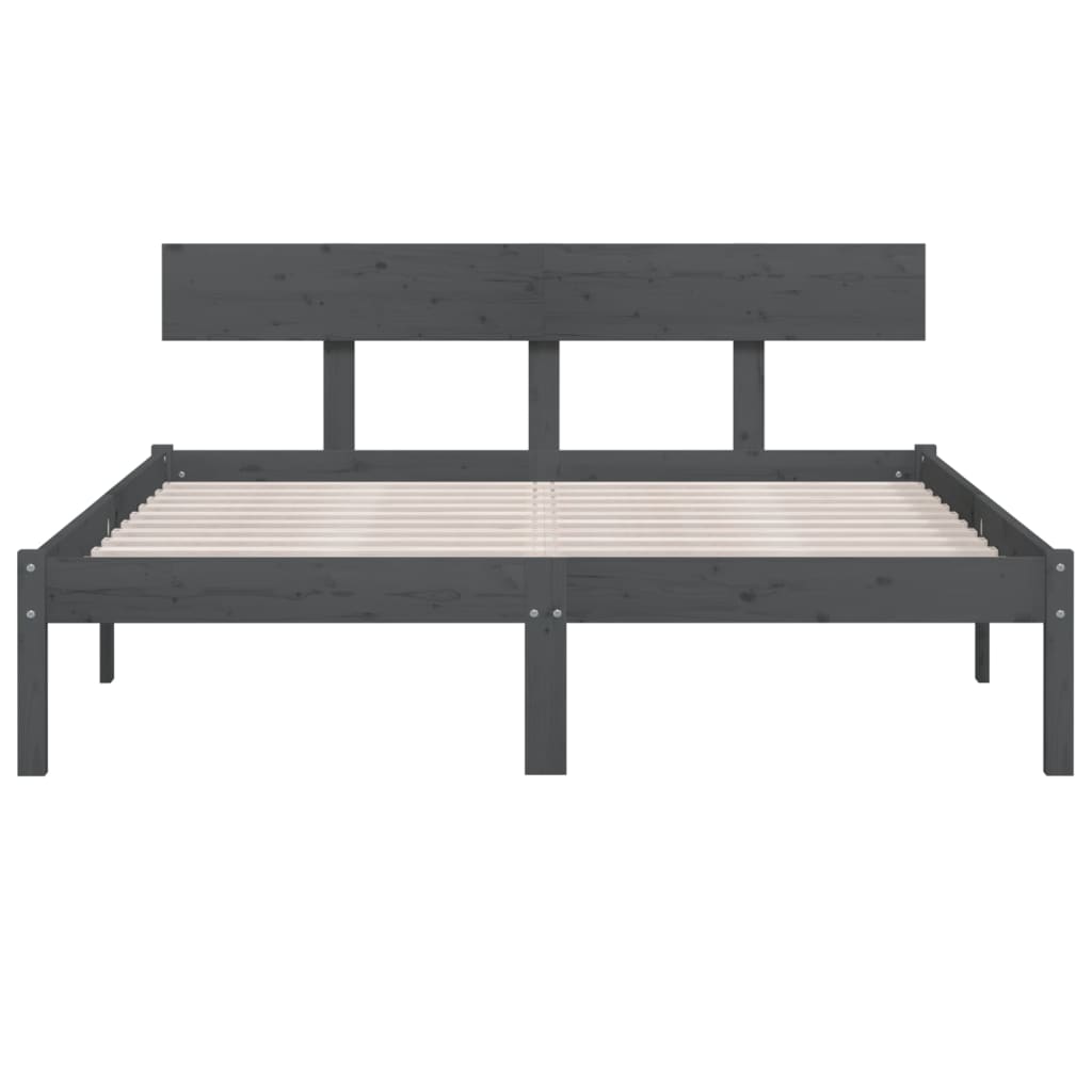 Cadre de lit sans matelas gris bois de pin massif - XIOS