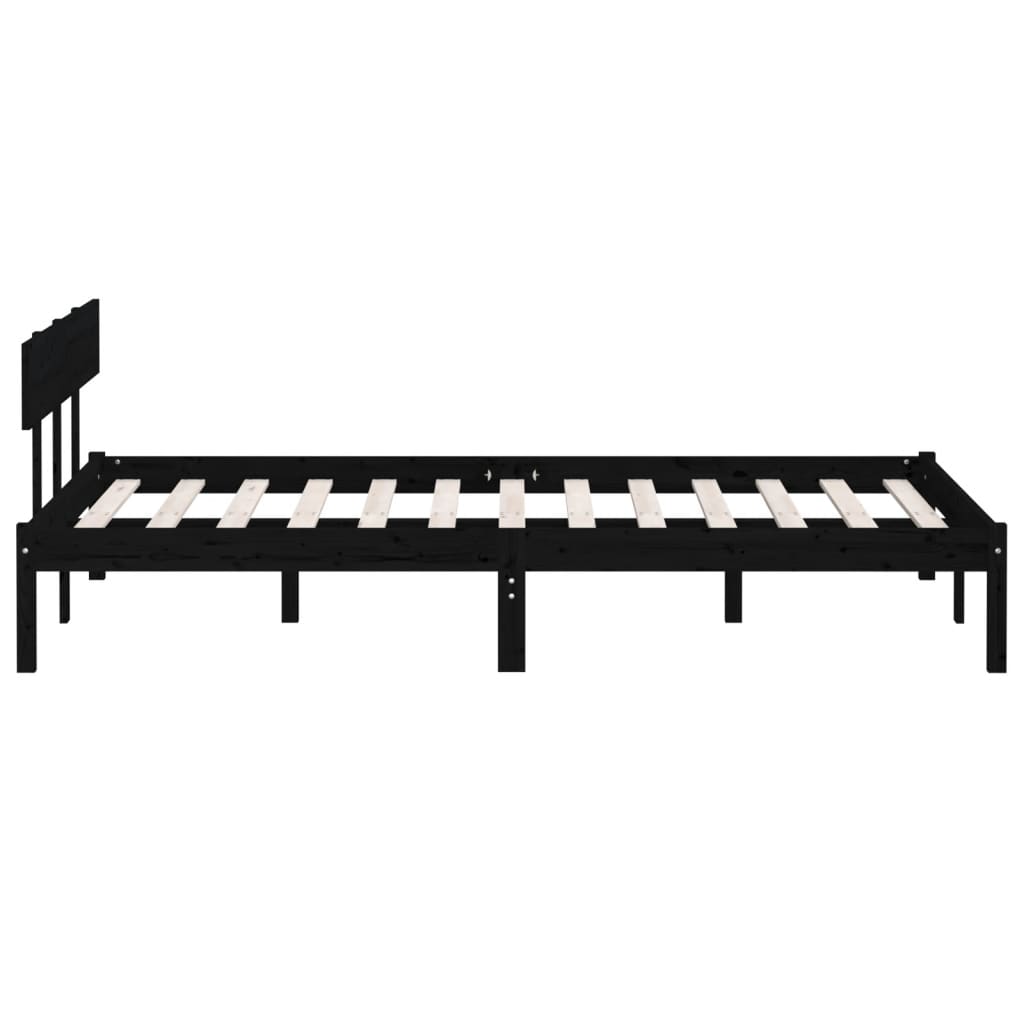Cadre de lit sans matelas noir bois de pin massif - XIOS