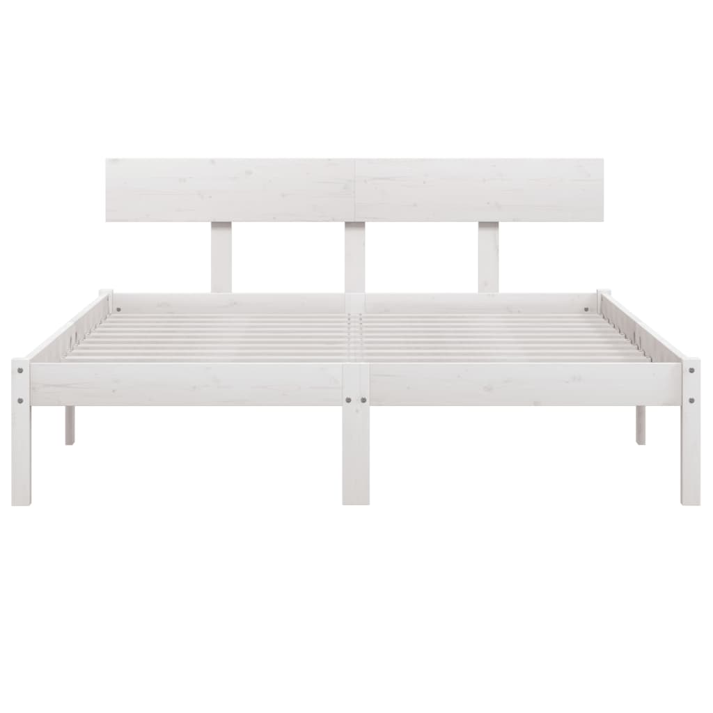 Cadre de lit sans matelas blanc bois massif 160x200 cm - XIOS