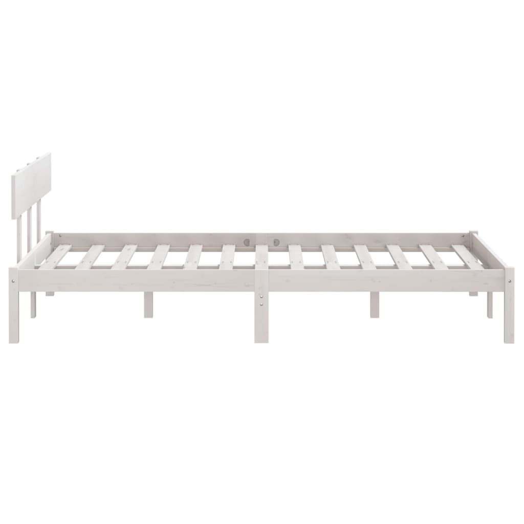 Cadre de lit sans matelas blanc bois massif 160x200 cm - XIOS