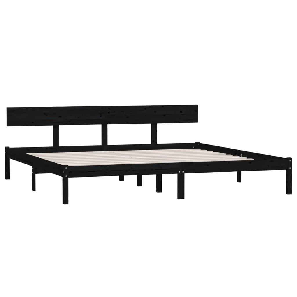 Cadre de lit sans matelas noir bois massif - XIOS