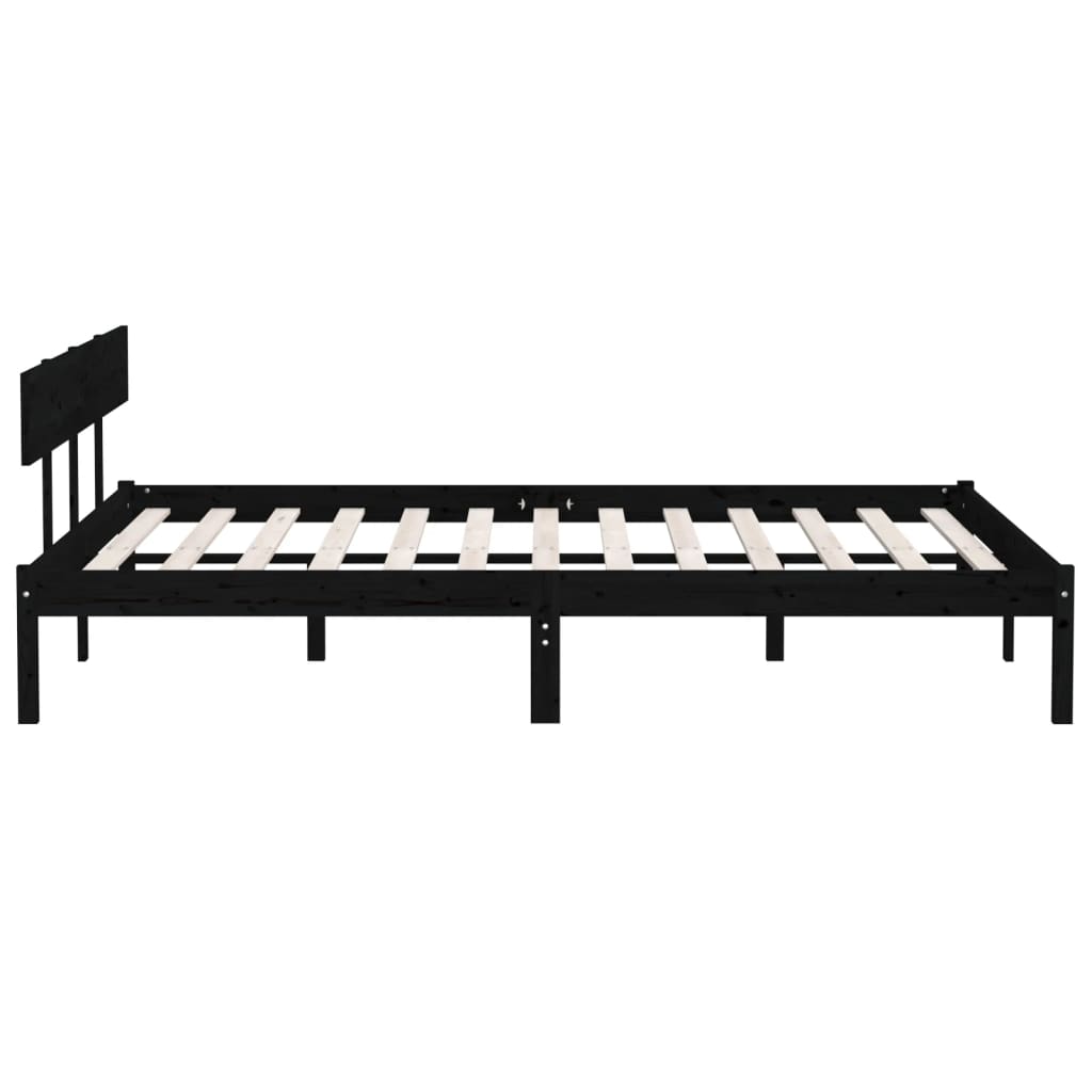 Cadre de lit sans matelas noir bois massif - XIOS