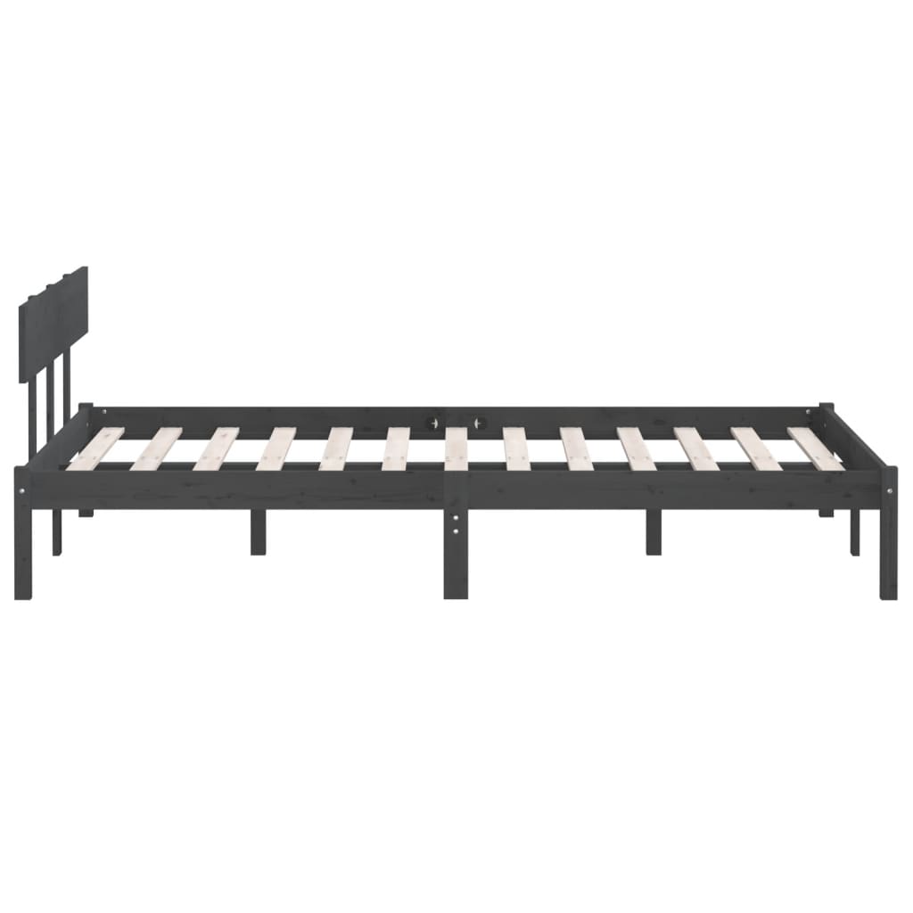 Cadre de lit sans matelas bois massif gris 200x200 cm - XIOS
