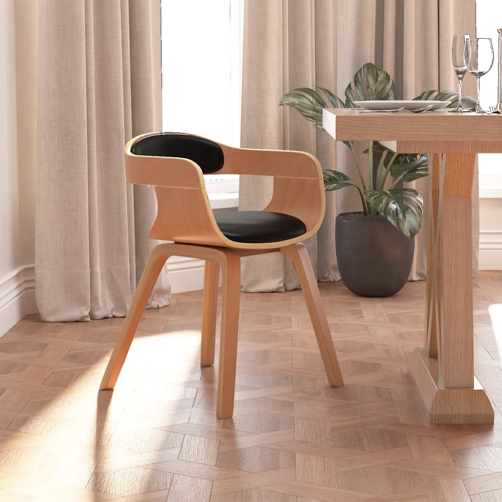 Chaise à manger Noir Bois courbé et similicuir - XIOS