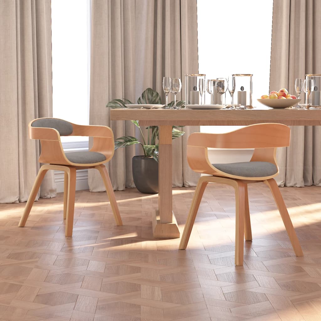 Chaises de salle à manger 2 pcs taupe bois courbé et tissu - XIOS
