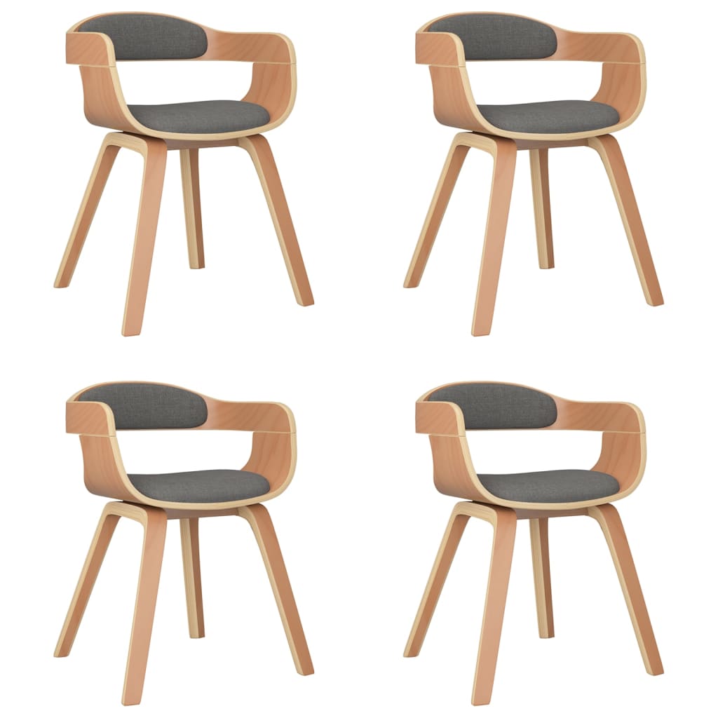 Chaises à manger lot de 4 gris clair bois courbé et tissu - XIOS