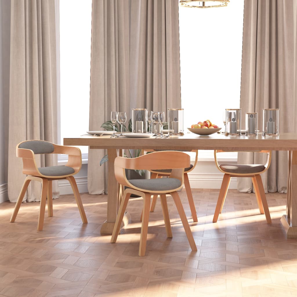 Chaises de salle à manger 4 pcs taupe bois courbé et tissu - XIOS