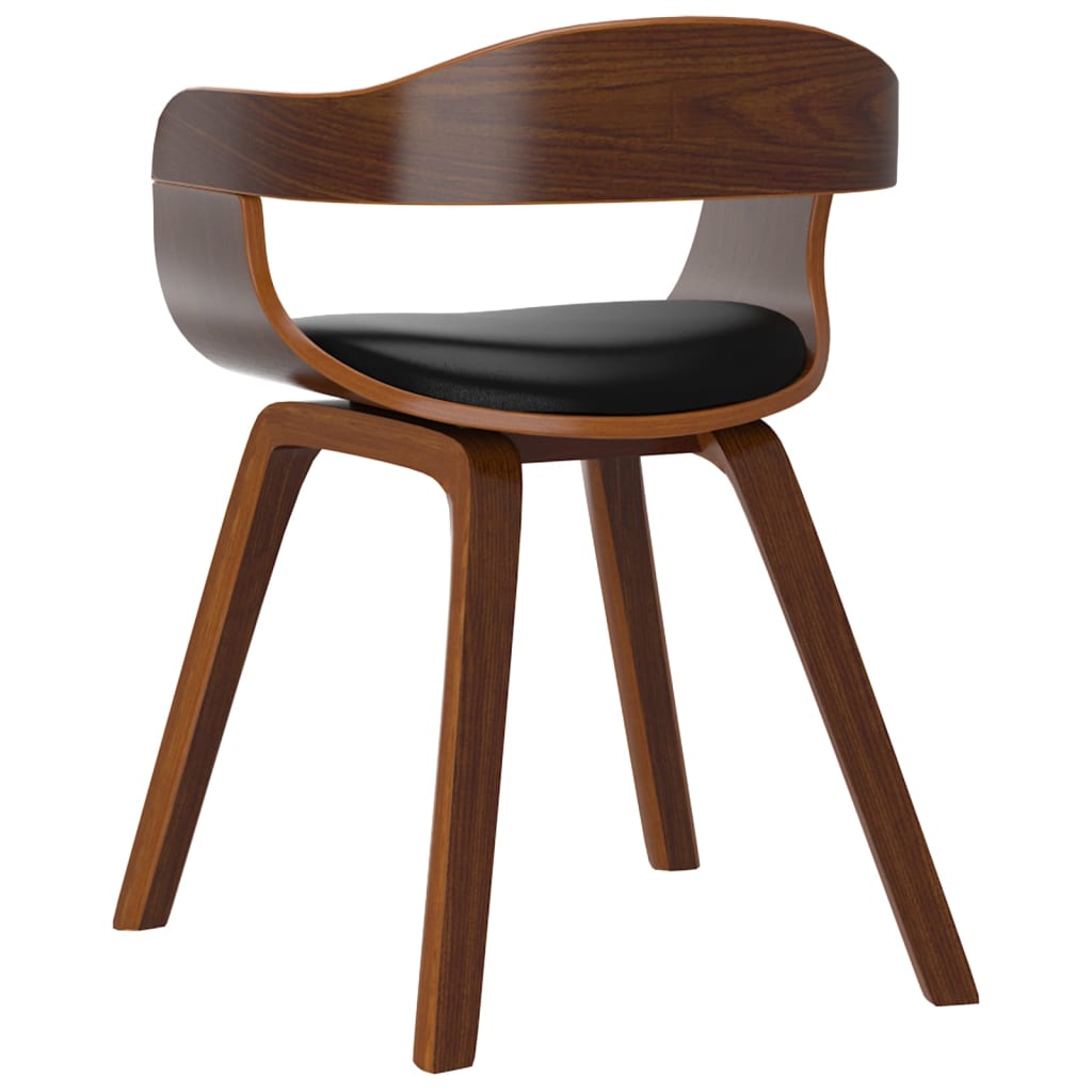 Chaises à manger lot de 6 noir bois courbé et similicuir - XIOS