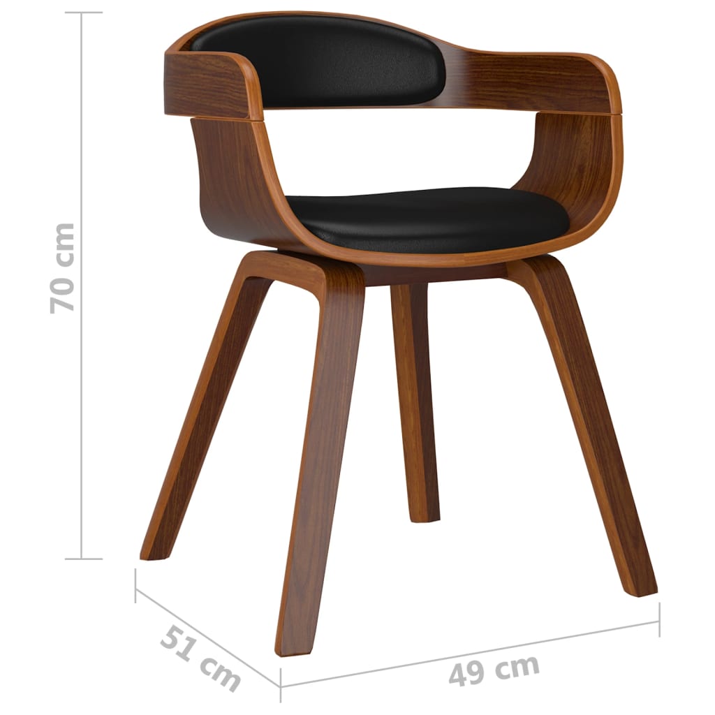 Chaises à manger lot de 6 noir bois courbé et similicuir - XIOS