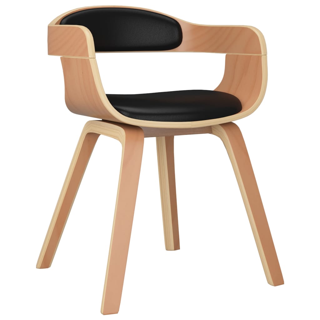 Chaises à manger lot de 6 noir bois courbé et similicuir - XIOS