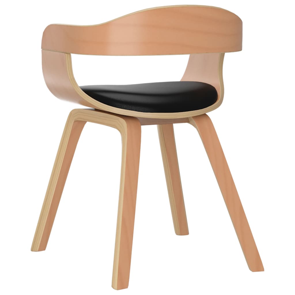 Chaises à manger lot de 6 noir bois courbé et similicuir - XIOS