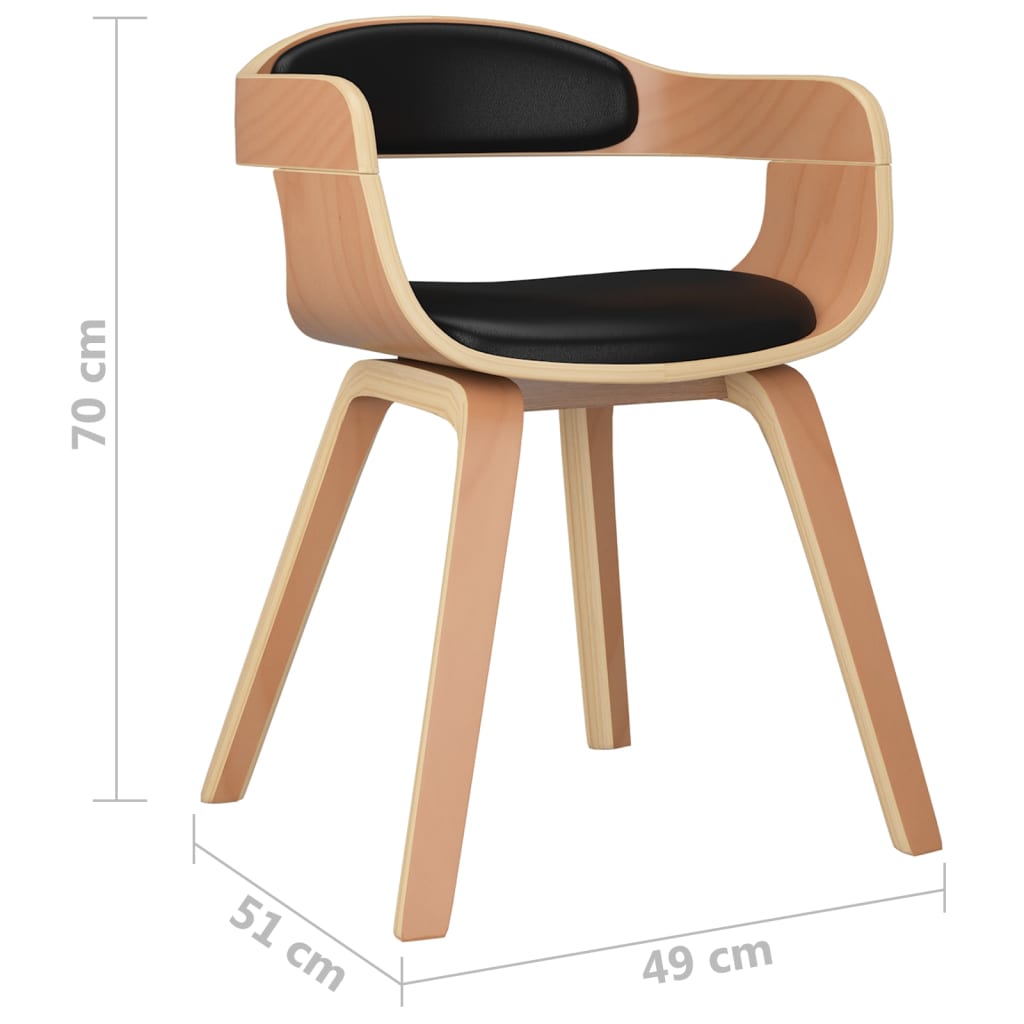 Chaises à manger lot de 6 noir bois courbé et similicuir - XIOS