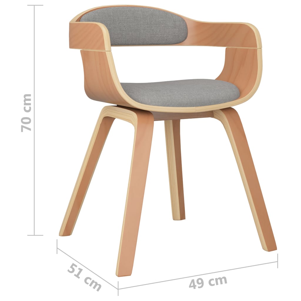 Chaises de salle à manger 6 pcs taupe bois courbé et tissu - XIOS