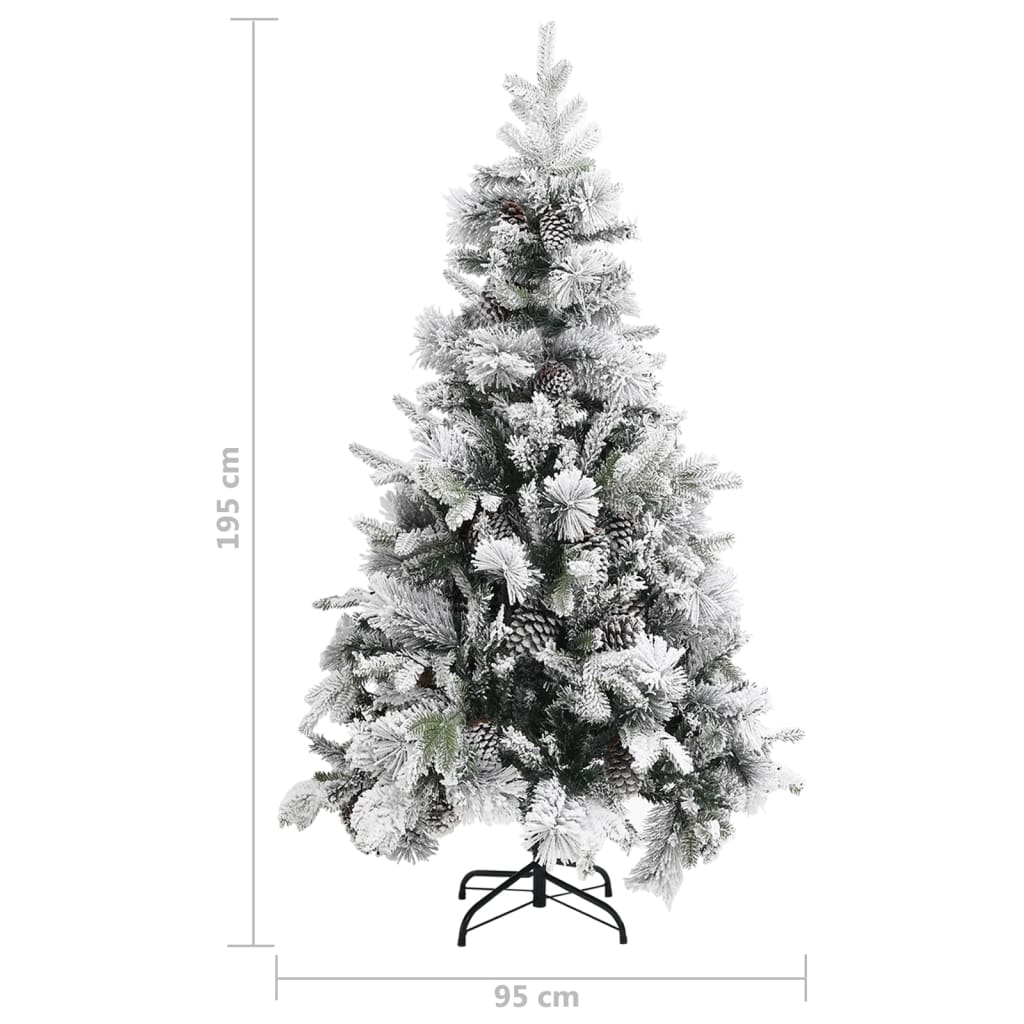 Sapin de Noël à flocons de neige et pommes de pin 195 cm PVC/PE - XIOS