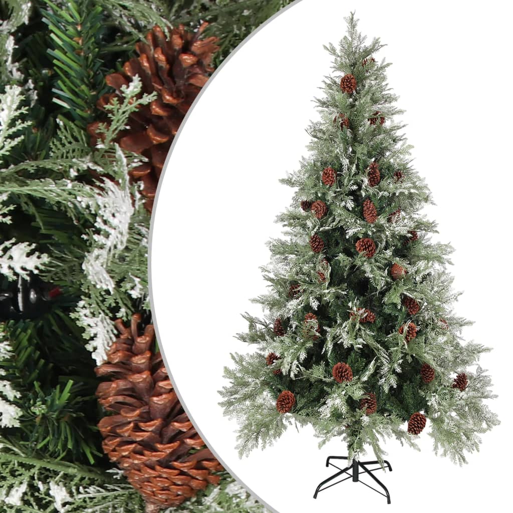 Sapin de Noël avec pommes de pin Vert et blanc 195 cm PVC et PE - XIOS