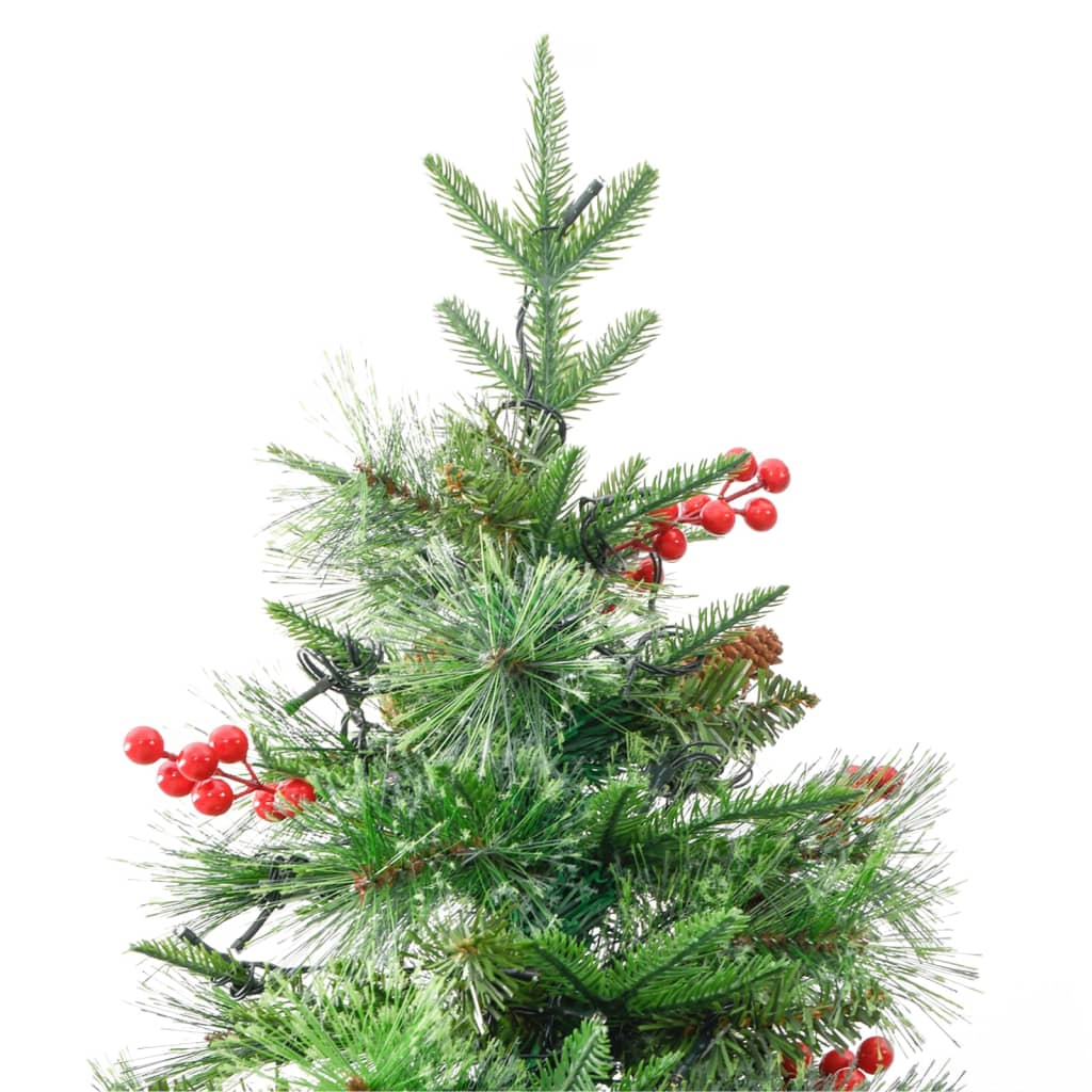 Sapin de Noël pré-éclairé et pommes de pin vert 195cm PVC et PE - XIOS